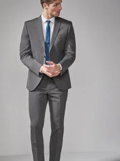 Gris de charbon de bois - Coupe sur mesure - Veste de costume à deux boutons