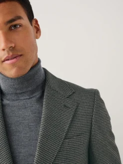 Gris de charbon de bois - Veste de costume Coupe ajustée en laine à dents de chiot Blend