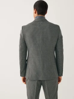 Gris de charbon de bois - Veste de costume Coupe ajustée en laine à dents de chiot Blend