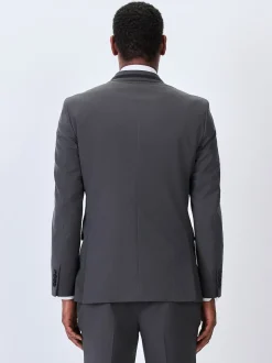 Gris de charbon de bois - Skinny Fit (Skinny Fit) - Veste de smoking à revers inset