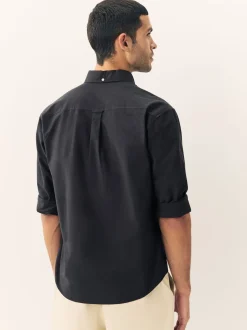 Gris de charbon de bois - Ajustement régulier - Chemise Oxford à manches longues