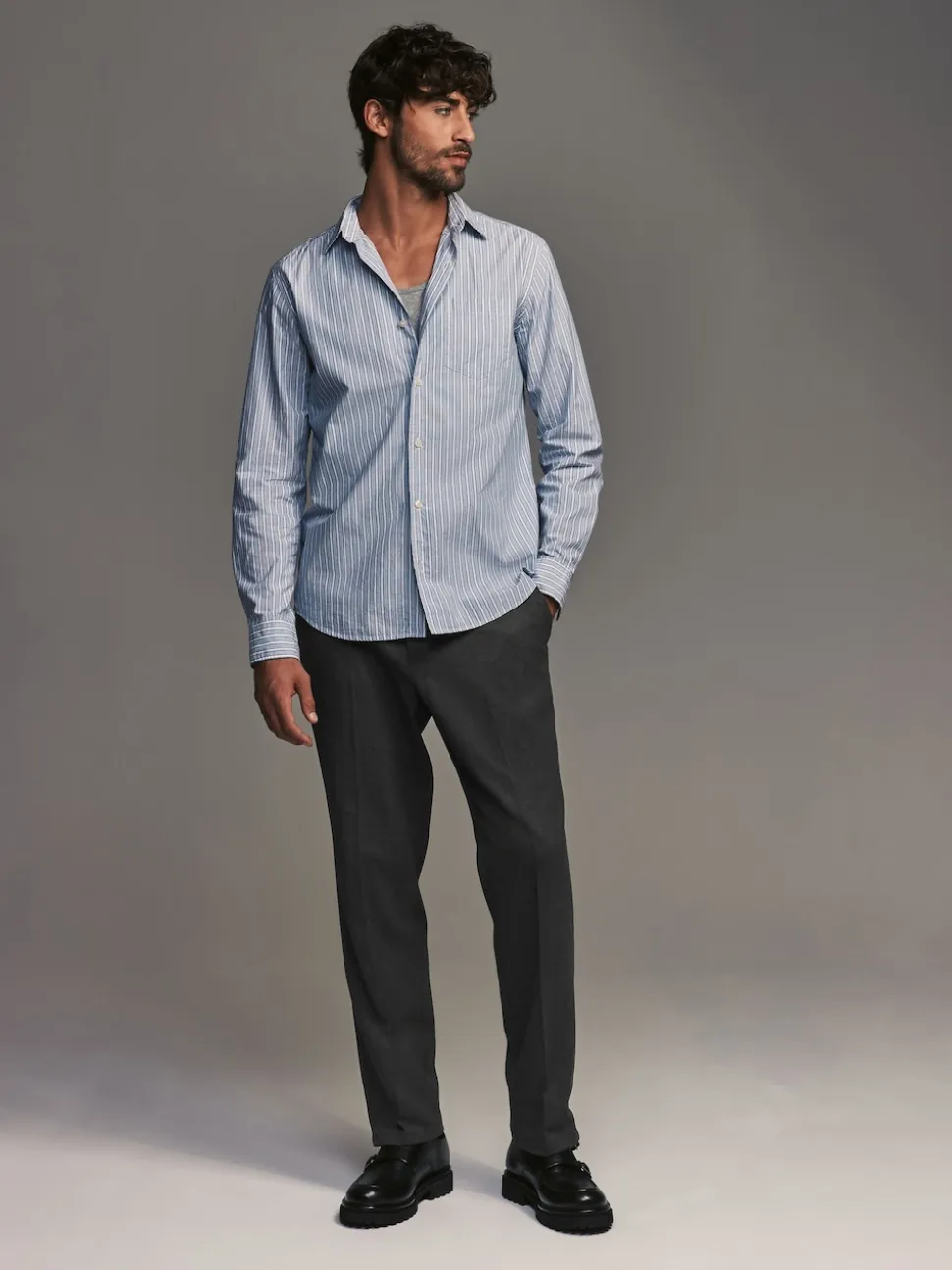 Gris de charbon de bois - Coupe classique Pantalons élégants With Wool