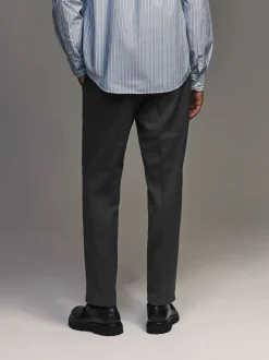 Gris de charbon de bois - Coupe classique Pantalons élégants With Wool