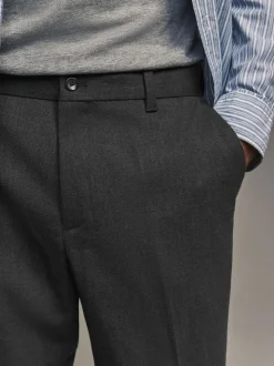 Gris de charbon de bois - Coupe classique Pantalons élégants With Wool