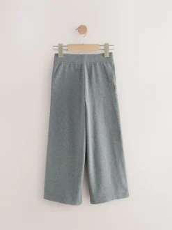 Gris de charbon de bois - Pantalon en jersey à jambes larges (3-16ans)