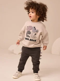 Gris et anthracite à pointes de dinosaures - Ensemble Sweat-shirt et Survêtement (3mois à7ans)