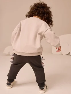Gris et anthracite à pointes de dinosaures - Ensemble Sweat-shirt et Survêtement (3mois à7ans)
