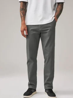 Gris foncé - Ajustement droit - Pantalon chino stretch