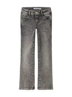 Gris foncé - Jean évasé Name It fille à taille réglable