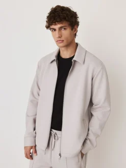 Gris glace - N. Premium Veste-chemise zippée en néoprène doux au toucher