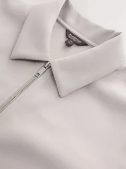 Gris glace - N. Premium Veste-chemise zippée en néoprène doux au toucher