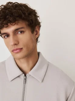 Gris glace - N. Premium Veste-chemise zippée en néoprène doux au toucher