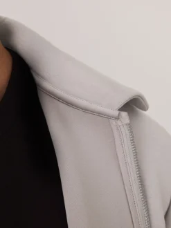 Gris glace - N. Premium Veste-chemise zippée en néoprène doux au toucher