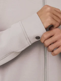 Gris glace - N. Premium Veste-chemise zippée en néoprène doux au toucher