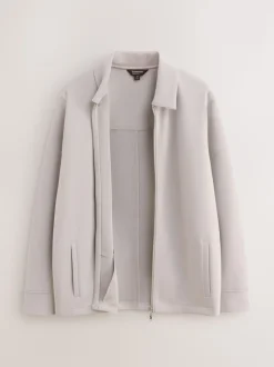 Gris glace - N. Premium Veste-chemise zippée en néoprène doux au toucher