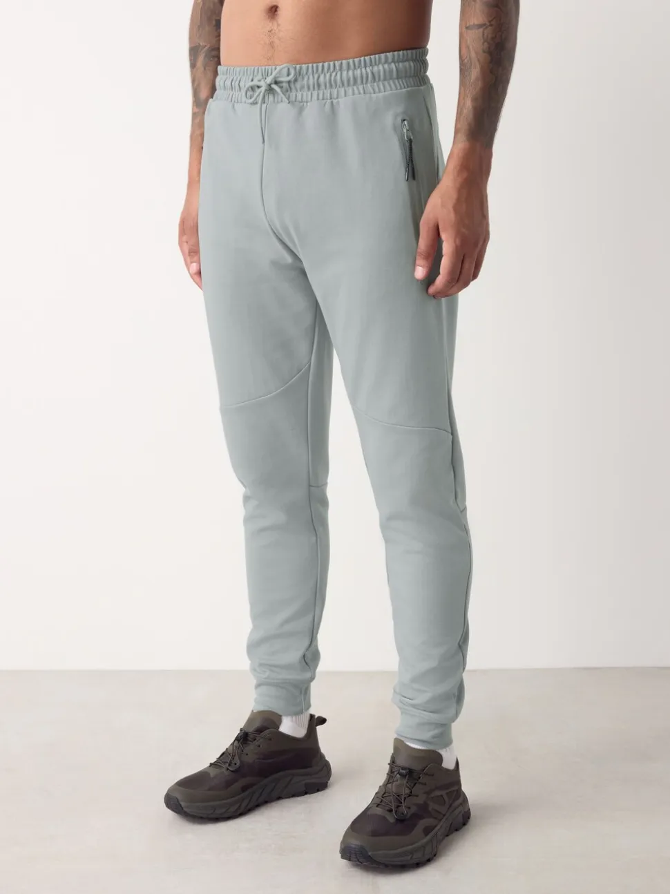 Gris glace - Pantalon de jogging en interlock doux au toucher à poignets