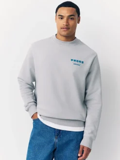 Gris glace - Sweat-shirt avec col ras du cou - Licence graphique Hokusai