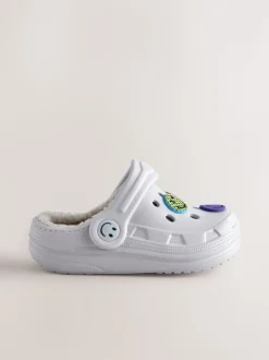 Gris Happy Face - Sabots chaussons doublés chauds