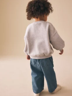 Gris motif licorne - Sweat à col ras du cou (3mths-7yrs)