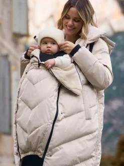 Gris taupe - Seraphine Long 3-en-1 Doudoune de Grossesse et de portage