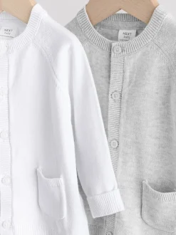 Gris/Blanc - Gris et blanc 2pk Cardigan bébé en maille