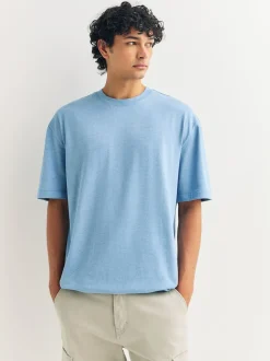 Gris/bleu clair/bleu marine chiné - Coupe ample - T-shirt épais 3 Pack