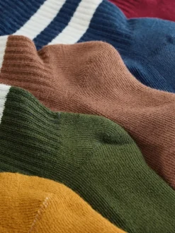 Gris/bleu marine - Cushioned Semelle intérieure Cotton Rich Ribbed Tipped Chaussettes 5 Lot