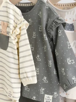 Gris/Crème Character - Ensemble haut à manches longues et leggings 6 pièces (0mois-3ans)