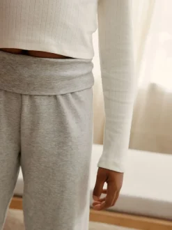 Gris/écru - Pyjama à taille pliée douce (3-16ans)