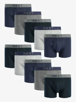 Gris/Marine - Lot de 10 - A-Front Pure 100% Coton Boxer
