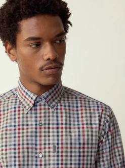 Gris/multicolore vichy - Chemise Oxford ajustée Easy Iron Button Down