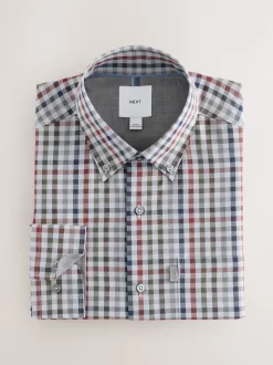 Gris/multicolore vichy - Chemise Oxford ajustée Easy Iron Button Down
