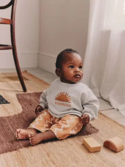 Gris/rouille - Ensemble sweat et pantalon de jogging bébé (0mois à2ans)