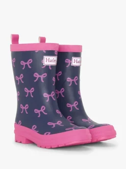 Hatley Bottes de pluie mates bleues à nœuds adolescentes