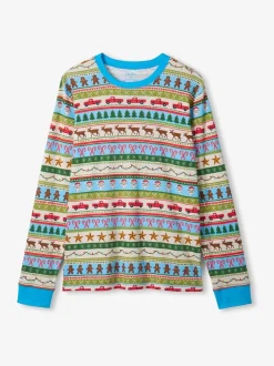 Hatley pyjama en coton côtelé de Noël bleu Fun Fair Isle pour homme