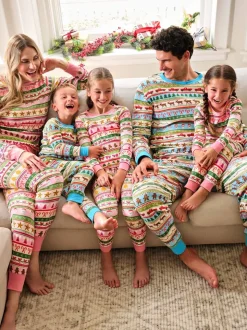 Hatley pyjama en coton côtelé de Noël bleu Fun Fair Isle pour homme