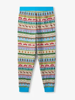 Hatley pyjama en coton côtelé de Noël bleu Fun Fair Isle pour homme
