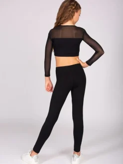 Haut court à manches longues avec panneau en maille à logo Pineapple