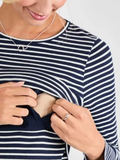 Haut JoJo Maman Bébé côtelé à rayures maternité et allaitement