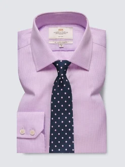 Hawes & Curtis Chemises étroites en dent de chien sans fer 100% coton Violet