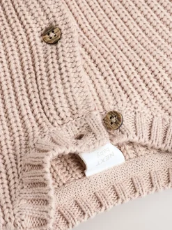 Hello World Neutre - Cardigan épais brodé en maille pour bébé