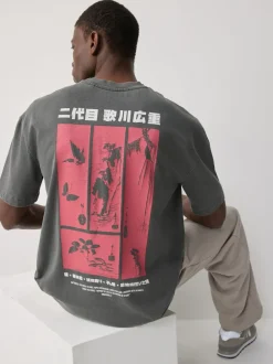 Hiroshige gris anthracite - Coupe ample - T-shirt avec licence d’artiste