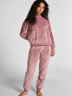 Hunkemoller pyjama violet en polaire cœur