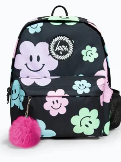 Hype. Sac à dos emblématique Happy Flower noir pour fille