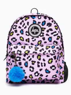Hype. Sac à dos violet imprimé léopard enfant