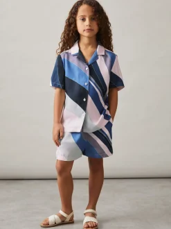 Impression bleue - Reiss Tommi Chemises à col cubain imprimé