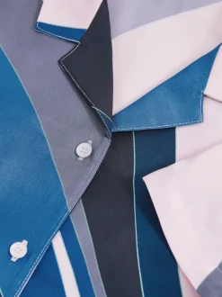 Impression bleue - Reiss Tommi Chemises à col cubain imprimé