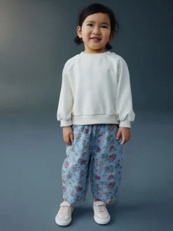 Impression Florale Bleue - Jean barrel Pullon (3mois à7ans)