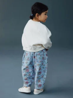 Impression Florale Bleue - Jean barrel Pullon (3mois à7ans)