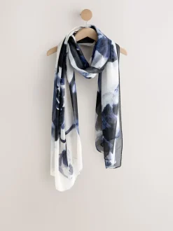 Impression Florale Bleue - Foulard plissé léger